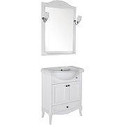 Комплект мебели для ванной ASB-Woodline Салерно 65 Белый с патиной Серебро
