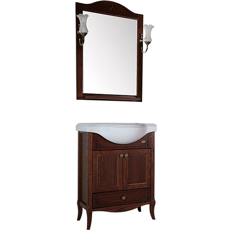 Комплект мебели для ванной ASB-Woodline Салерно 65 Антикварный орех зеркало asb woodline салерно 65 9690 со светильниками антикварный орех