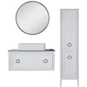 Комплект мебели для ванной ASB-Woodline Рома 100С подвесной Белый-10