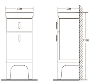 Тумба BelBagno Prado 45 PRADO-1100-AC-PC-NL Nero Laccato Lucido-2