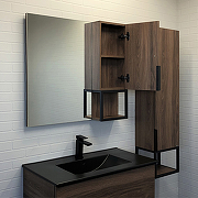 Зеркало со шкафом Comforty Равенна Лофт-90 00-00006656 Дуб тёмно-коричневый-1