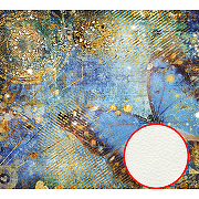 Фреска Ortograf Животные 3382 Фактура флок FLK Флизелин (3*2,7) Голубой/Золото, Бабочки/Абстракция