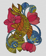 Фреска Ortograf Животные 9643 Фактура флок FLK Флизелин (2,2*2,7) Разноцветный, Рыбы/Цветы/Абстракция-1