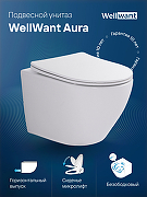Комплект унитаза WellWant Aura WWU01122W с инсталляцией Geberit Duofix Delta UP100 458.124.21.1 с сиденьем Микролифт и клавишей смыва Хром-1