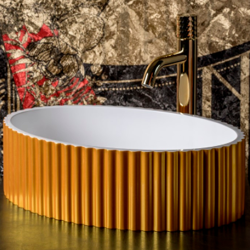 раковина универсал катунь керамика 50 см цвет белый Раковина-чаша Boheme NeoArt Canale 50 878-G Золото Белая
