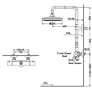 Душевая система Toto Showers TBW01404R с термостатом Хром-4
