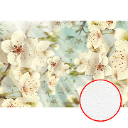 Фреска Ortograf Цветы 3653 Фактура бархат FX Флизелин (4*2,7) Белый/Бирюзовый, Цветы