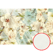 Фреска Ortograf Цветы 3653 Фактура флок FLK Флизелин (4*2,7) Белый/Бирюзовый, Цветы