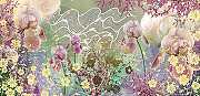 Фреска Ortograf Цветы 3045 Фактура флок FLK Флизелин (5,6*2,7) Разноцветный, Цветы/Абстракция-1