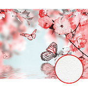 Фреска Ortograf Цветы 5444 Фактура бархат FX Флизелин (3,4*2,7) Розовый, Цветы/Бабочки