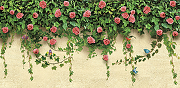 Фреска Ortograf Цветы 6664 Фактура флок FLK Флизелин (5,16*2,55) Зеленый/Бежевый/Розовый, Цветы-1