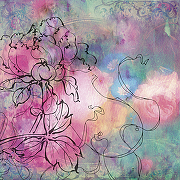 Фреска Ortograf Цветы 7052 Фактура флок FLK Флизелин (2,7*2,7) Бирюзовый/Розовый, Цветы/Живопись-1