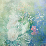 Фреска Ortograf Цветы 7053 Фактура флок FLK Флизелин (2,7*2,7) Голубой/Зеленый, Цветы/Живопись-1