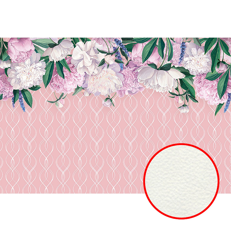 Фреска Ortograf Цветы 33600 Фактура флок FLK Флизелин (4*2,7) Розовый, Цветы