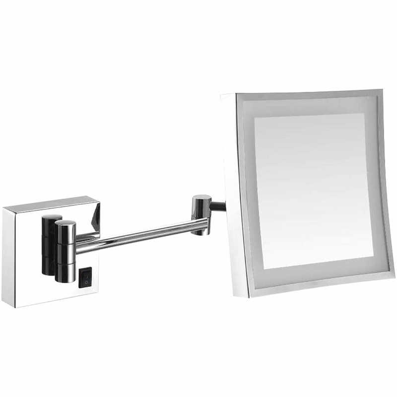 косметическое зеркало для ванной воосо нержавеющая сталь белый 1шт установка без инструмента Косметическое зеркало Nofer 08003.B с подсветкой с увеличением Глянцевая нержавеющая сталь
