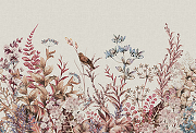Фреска Ortograf Цветы 33603 Фактура бархат FX Флизелин (4*2,7) Серый/Розовый, Цветы/Листья/Птицы-1