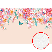 Фреска Ortograf Цветы 33761 Фактура бархат FX Флизелин (4*2,7) Розовый/Разноцветный, Цветы/Бабочки