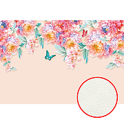 Фреска Ortograf Цветы 33761 Фактура флок FLK Флизелин (4*2,7) Розовый/Разноцветный, Цветы/Бабочки