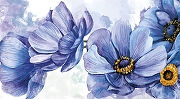 Фреска Ortograf Цветы 33962 Фактура флок FLK Флизелин (4,9*2,7) Голубой, Цветы/Живопись-1