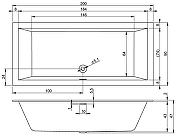 Акриловая ванна Riho Rething Cubic 200х90 B110001005 (BR1200500000000) без гидромассажа-2
