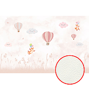 Фреска детская Ortograf Сказочная страна 34223 Фактура флок FLK Флизелин (4,2*2,7) Розовый, Воздушные шары/Животные/Облака
