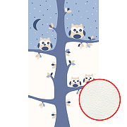 Фреска детская Ortograf Для малышей 30719 Фактура флок FLK Флизелин (1,5*2,7) Белый/Фиолетовый, Деревья/Птицы