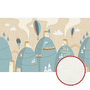 Фреска детская Ortograf Для малышей 33511 Фактура флок FLK Флизелин (4,5*2,7) Бирюзовый/Бежевый, Горы/Воздушные шары/Домики