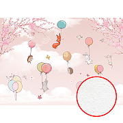 Фреска детская Ortograf Детские 6768 Фактура бархат FX Флизелин (3,8*2,7) Розовый, Животные/Воздушные шары
