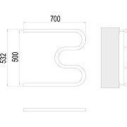 Водяной полотенцесушитель Terminus М-образный (1) БШ 500x700 4620768880940 Хром, боковое подключение, G 1