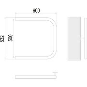 Водяной полотенцесушитель Terminus П-образный (1) БШ 500x600 4620768881602 Хром, боковое подключение, G 1