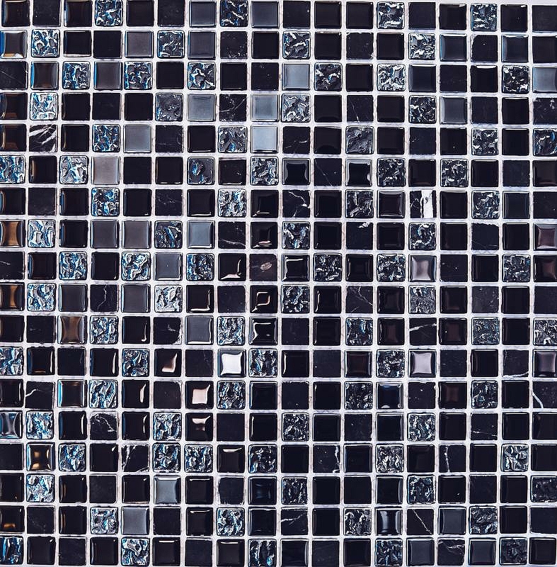 мозаика bonaparte стеклянная с камнем super line black 30х30 см Стеклянная мозаика с камнем Bonaparte Tesla 30х30 см