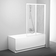 Шторка на ванну Ravak Behappy VS2 105 796M010041 профиль Белый витраж пластик Rain-1