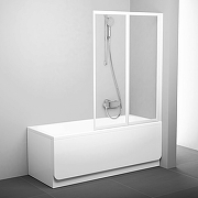Шторка на ванну Ravak Behappy VS2 105 796M0100Z1 профиль Белый стекло Transparent-1