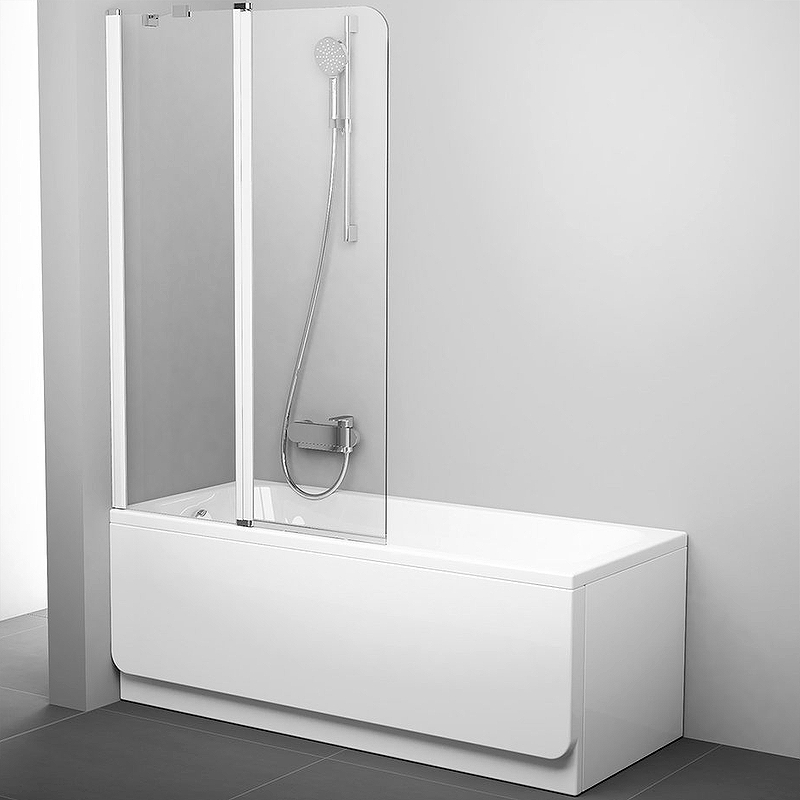 Шторка на ванну Ravak Chrome CVS2-100 L 7QLA0100Z1 профиль Белый стекло Transparent шторка для ванной ravak cvs2 100 блестящий transparent левая