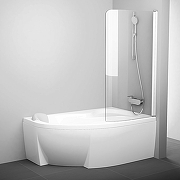 Шторка на ванну Ravak Chrome CVSK1 Rosa 140/150 R 7QRM0100Y1 профиль Белый стекло Transparent-1
