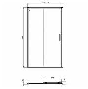 Душевая дверь Ideal Standard Connect 2 120 K9277V3 профиль Черный стекло прозрачное-2