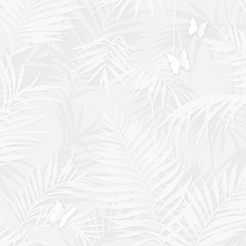 Обои Andrea Rossi Stromboli 54348-4 Винил на флизелине (1,06*10) Белый/Серый, Листья/Бабочки