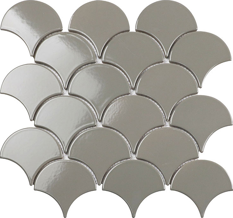 Керамическая мозаика StarMosaic Fan Shape Dark Grey Glossy BF1312 27,4x29,3 см мозаика керамическая для кухни чип 78x74 latern shape glossy white starmosaic 280х246 6 упаковка 20 листов 1 38 кв м