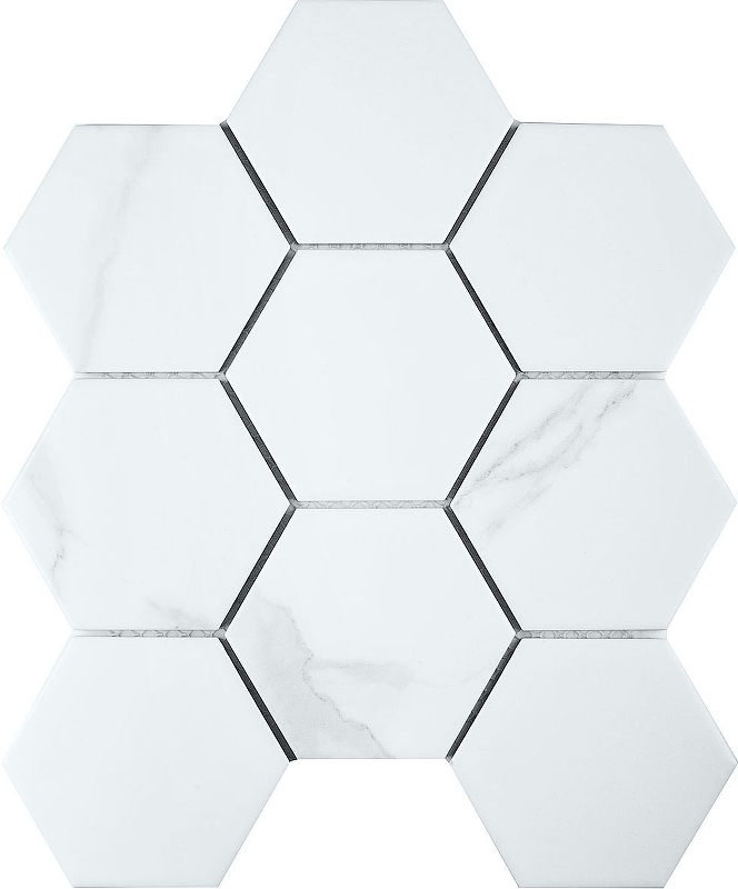Керамическая мозаика StarMosaic Hexagon big Carrara Matt PMFQ82223 25,6x29,5 см керамическая мозаика starmosaic octagon small white black matt nxwn51488 idla2575 29 5x29 5 см