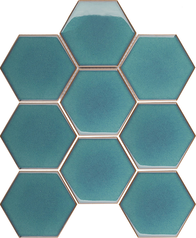 Керамическая мозаика StarMosaic Hexagon big Green Glossy JJFQ80071 25,6x29,5 см мозаика italon metropolis hexagon warm 25 4x31 матовый 620110000160 1 шт