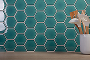 Керамическая мозаика StarMosaic Hexagon big Green Glossy JJFQ80071 25,6x29,5 см-1
