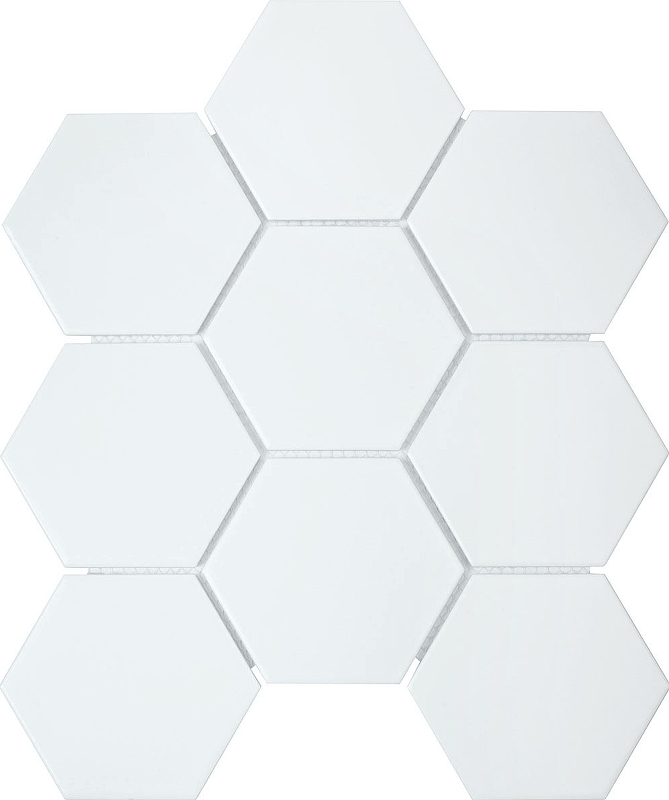 Керамическая мозаика StarMosaic Hexagon big White Matt FQ31000/SBH1005 25,6x29,5 см мозаика керамическая для кухни чип 147x47 brick matt white starmosaic 300х300 6 упаковка 20 листов 1 78 кв м