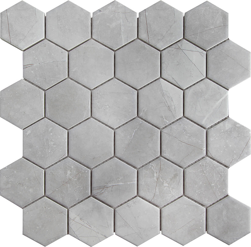 Керамическая мозаика StarMosaic Hexagon small Marble Grey Matt PMMT82457 26,5x27,8 см мозаика керамическая для фартука чип small 57x51 hexagon matt black starmosaic 278х265 6 упаковка 20 листов 1 47 кв м
