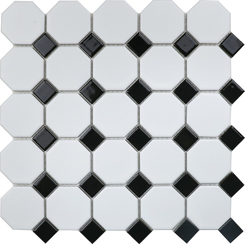 Керамическая мозаика StarMosaic Octagon small White/Black Matt NXWN51488/IDLA2575 29,5x29,5 см мозаика starmosaic white matt белая керамическая 31х31 см матовая