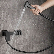 Гигиенический душ со смесителем Frap F7504-6 Черный матовый-8