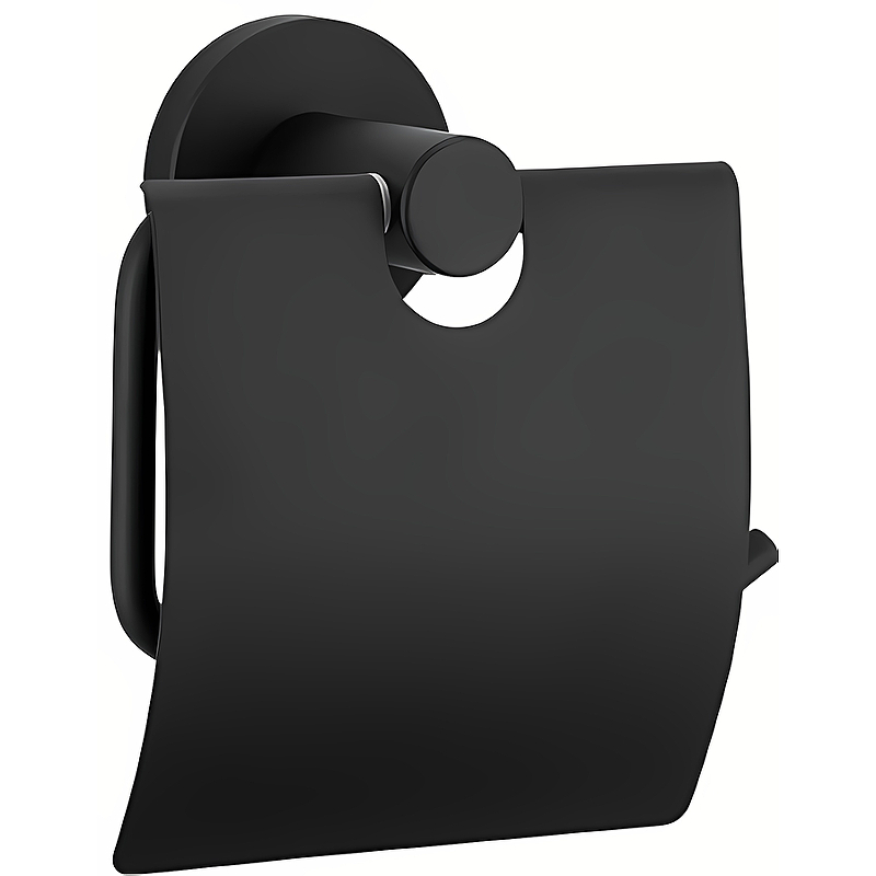 Держатель туалетной бумаги Frap F302 F30203 с крышкой Черный матовый держатель туалетной бумаги belz b901 b90103 с крышкой черный матовый