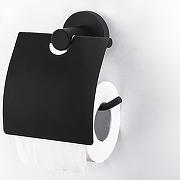 Держатель туалетной бумаги Frap F302 F30203 с крышкой Черный матовый-5