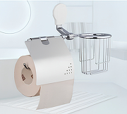Держатель туалетной бумаги и освежителя воздуха Frap F33 F3303-1 с крышкой Хром-1