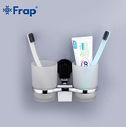 Стакан для зубных щеток Frap F33 F3308 двойной Хром-5