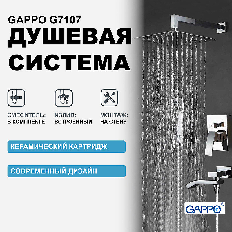 Душевая система Gappo G7107 Хром душевая система gappo g83 g2483 8 белая хром